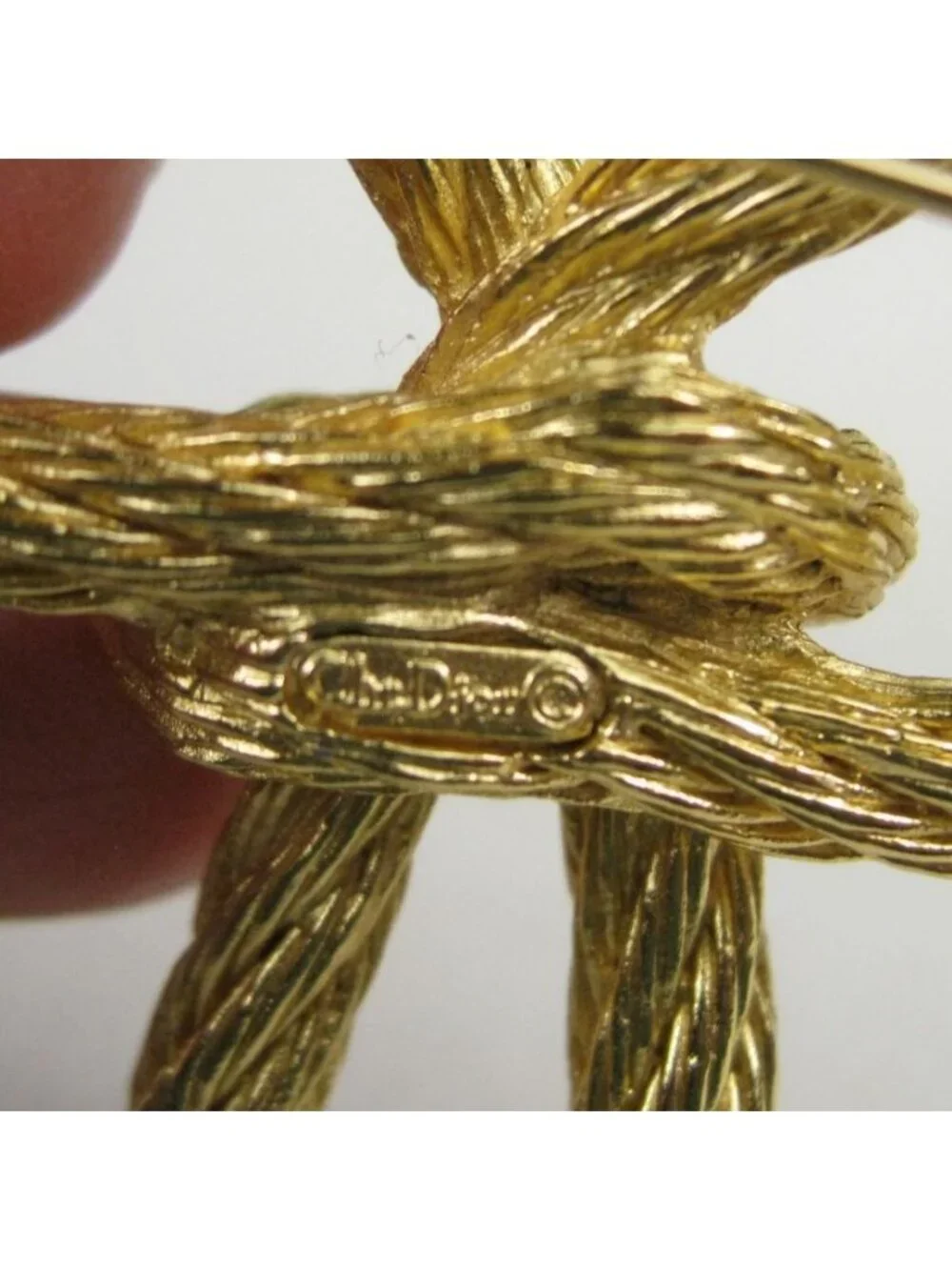 Christian Dior 1980s Vintage Gold Twist Rope Bow Brooch Pin Large Couture Runway